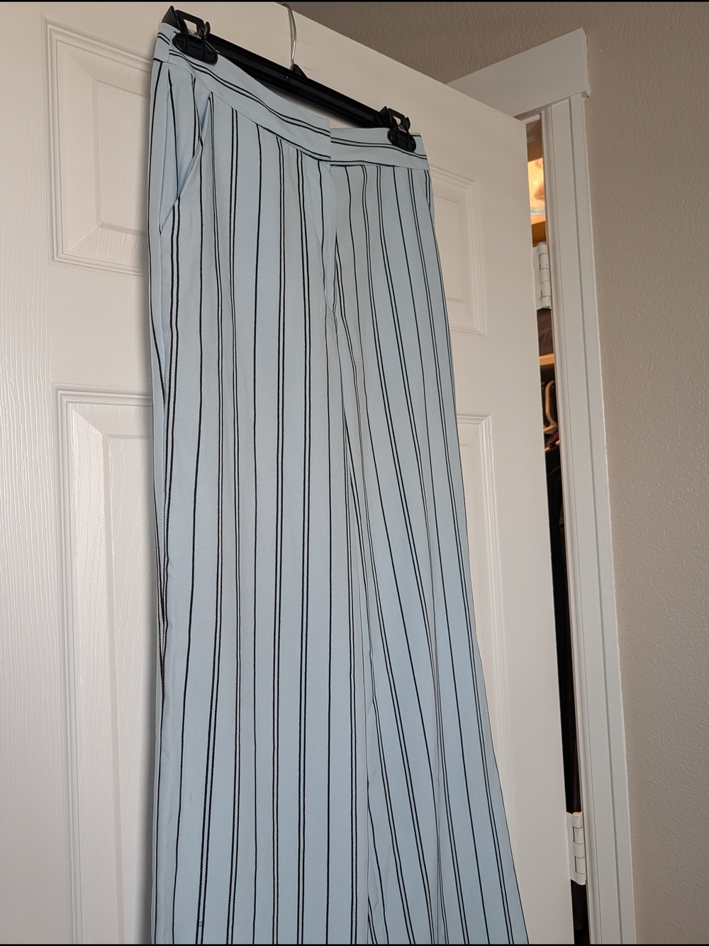 NWT Forever 21 Striped Wide-Leg Pants - Light Blue And Navy Casual Office Sz S